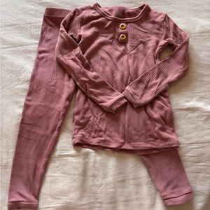 Kyte BABY Ribbed Henley Set - Dusty Rose